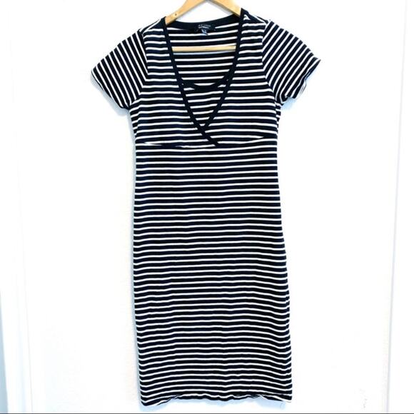 New Look Maternity Black and White Striped Nursing Dress - Picture 1 of 5